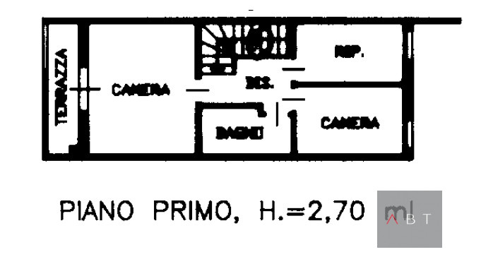 Porzione di casa a schiera centrale composta di: ingresso, soggiorno, cucina, due bagni, due came...