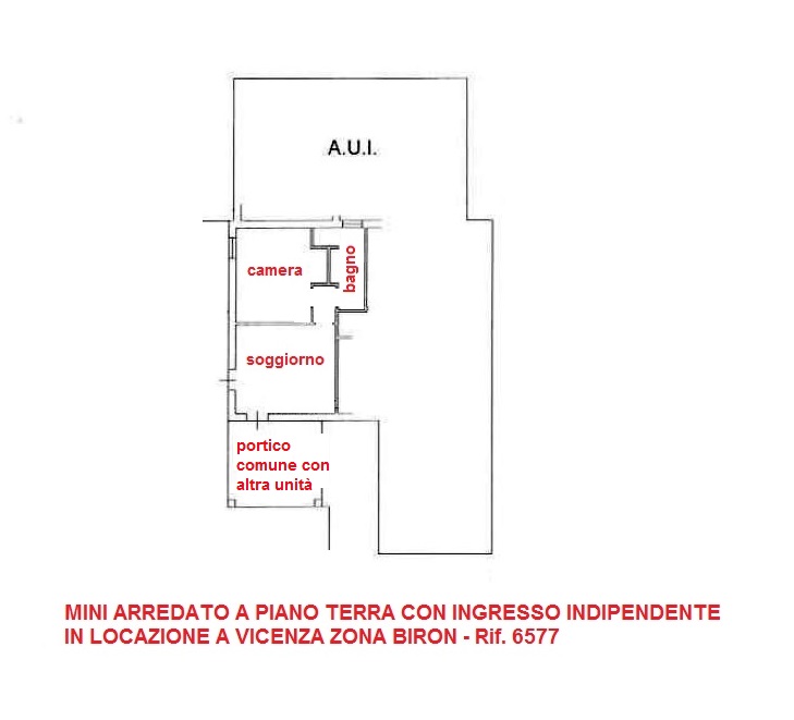 VICENZA ZONA BIRON: MINI APPARTAMENTO COMPLETAMENTE ARREDATO E CON POSTO AUTO - RIF. 6577 
CANONE...