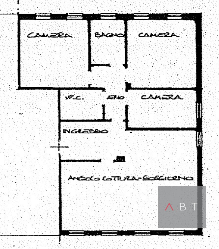 Appartamento situato al piano secondo e composto di: ingresso, soggiorno con angolo cottura, tre ...