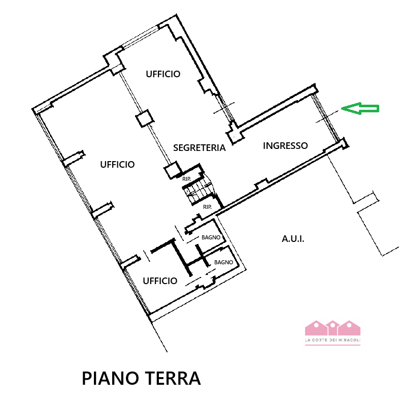 VIA LUSSEMBURGO: UFFICIO DI 165 MQ. SUDDIVISI IN INGRESSO, 3 VANI SEPARATI E UN GRANDE OPEN SPACE...