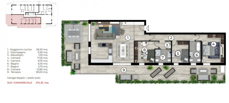 Chiesanuova: Proponiamo ATTICO in pronta consegna, con zona giorno open space di 57mq con uscita ...
