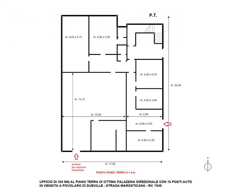 VICENZA NORD - POVOLARO DI DUEVILLE: VENDESI UFFICIO DI 360 MQ AL PIANO TERRENO CON 16 POSTI AUTO...