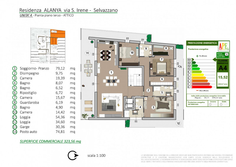 ALANYA
ATTICO - unità residenziale indipendente posta la piano terzo con sviluppo sull'intero pia...