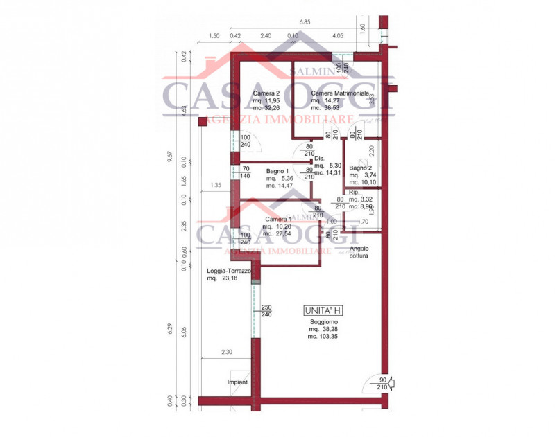 Nuovo appartamento al primo ed ultimo piano con ampio terrazzo di 23 Mq, in contesto di centro pa...