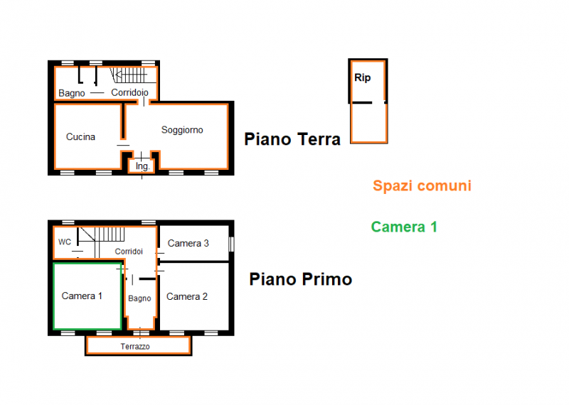 PONTE 4 MARTIRI: Posto letto in stanza doppia in casa singola sviluppata su piano terra e primo p...