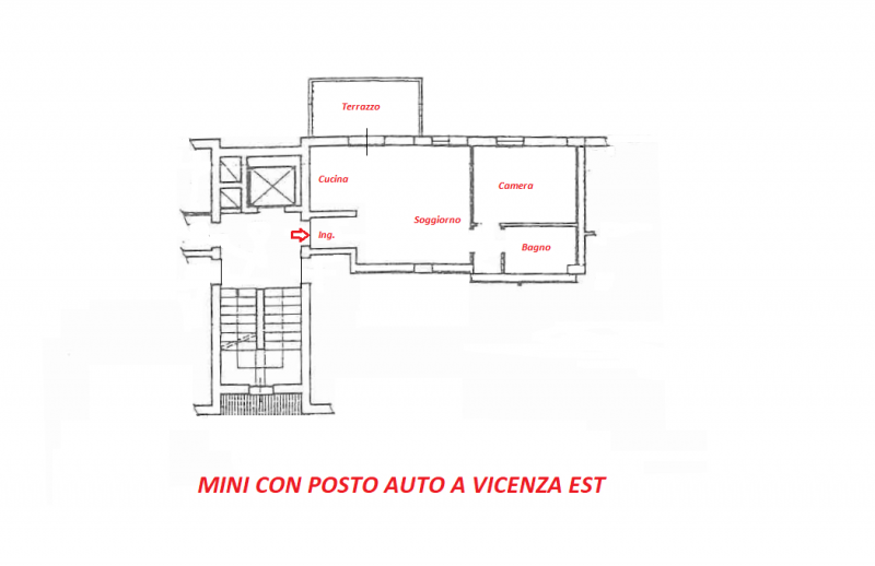 VICENZA EST: MINI APPARTAMENTO CON TERRAZZA ABITABILE E POSTO AUTO. SI VENDE LOCATO PER INVESTIME...