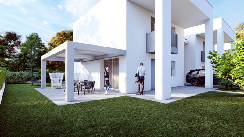 Abitazioni di nuova costruzione sviluppate su due piani con ingressi indipendenti e giardini priv...