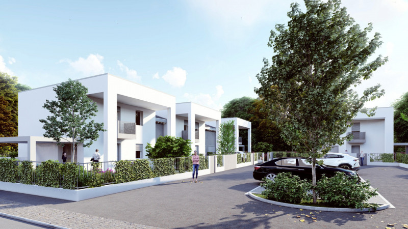 Abitazioni di nuova costruzione sviluppate su due piani con ingressi indipendenti e giardini priv...
