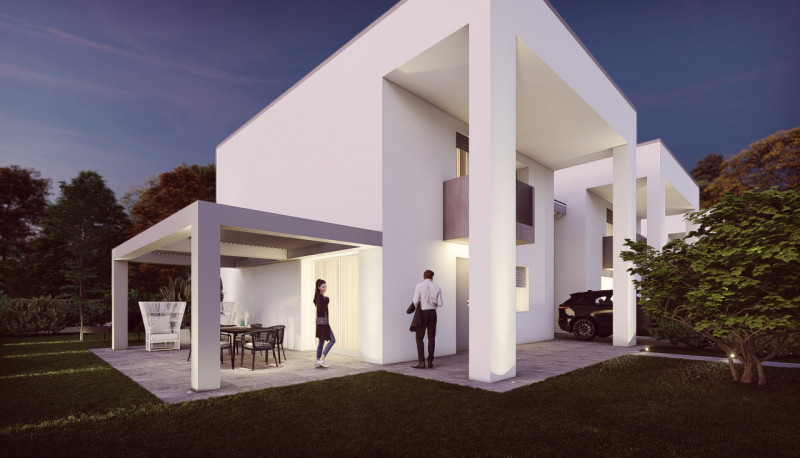 Abitazioni di nuova costruzione sviluppate su due piani con ingressi indipendenti e giardini priv...