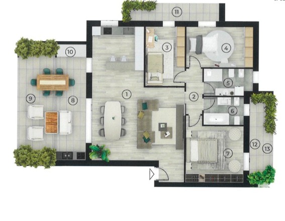 Zona centrale a pochi passi sia dal centro di Abano Terme che di Montegrotto con tutti i servizi ...