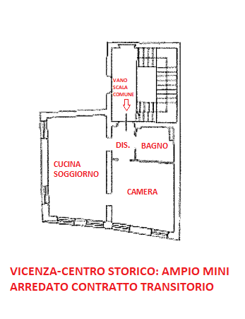 VICENZA- PIAZZA DEI SIGNORI: AMPIO MINI APPARTAMENTO COMPLETAMENTE ARREDATO - CONTRATTO TRANSITOR...