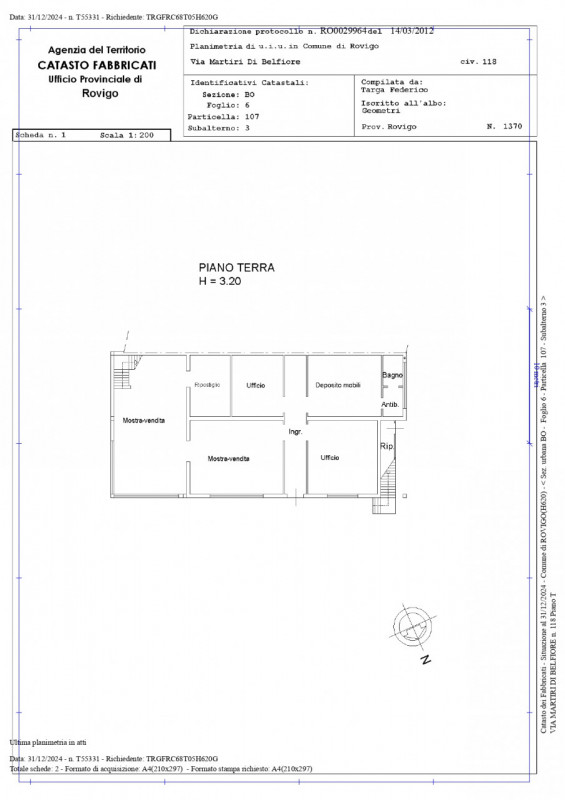 Rovigo, su strada di passaggio vicinanza zona artigianale/industriale,  vendesi negozio/ufficio d...