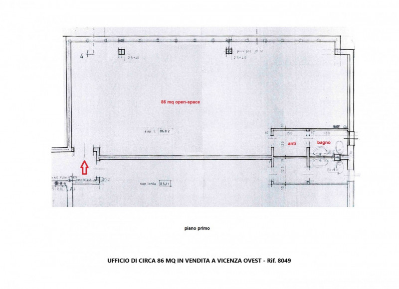 INVESTIMENTO A REDDITO: UFFICIO OPEN-SPACE DI 95 MQ COMM.LI OTTIMAMENTE LOCATO, IN VENDITA A VICE...