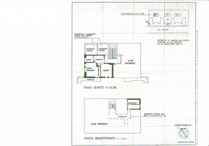 Vendesi bilocale a Mestre centro, in via Milano al quinto ed ultimo piano,-NO ASCENSORE- composto...