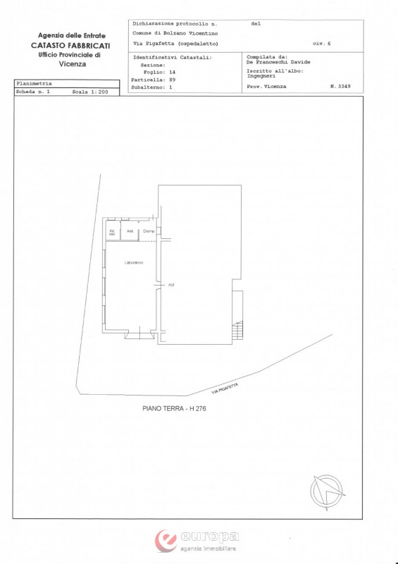 OSPEDALETTO (Bolzano Vicentino), nelle adiacenze del capolinea dell'autobus urbano n.05, spaziosa...