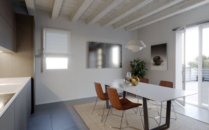 COMPOSIZIONE:
splendido attico con ampia terrazza di nuova realizzazione così distribuito: ingres...