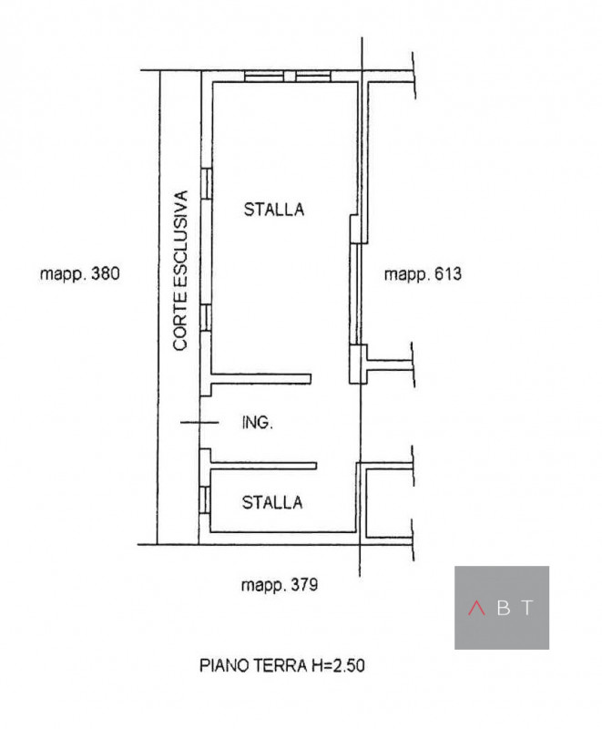 Porzione di rustico da ristrutturare e composto di: ingresso, atrio, cucina, cucinino, due camere...