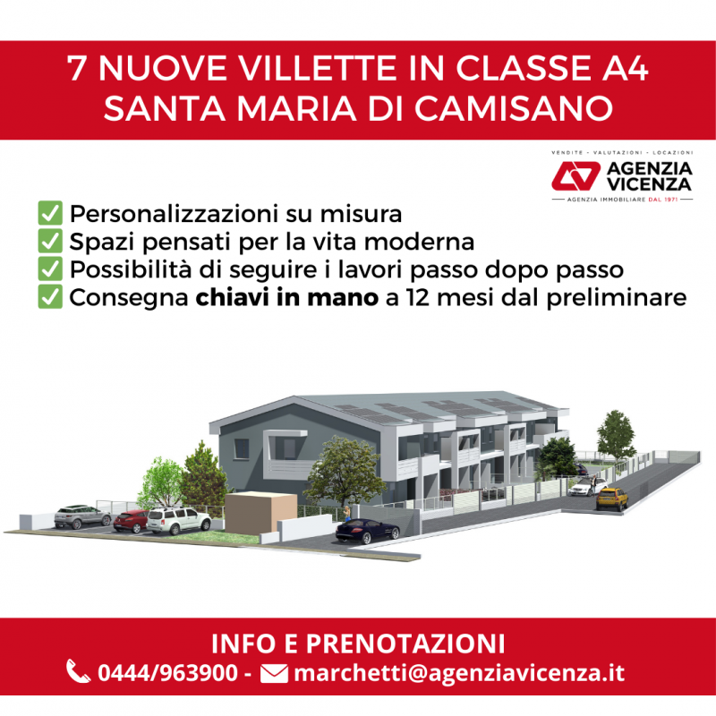 SCHIERA DI TESTA DI NUOVA COSTRUZIONE A SANTA MARIA DI CAMISANO VICENTINO - Rif. 8098
In quartier...