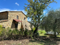 Large semi-detached farmhouse with land and olive trees in a panoramic position