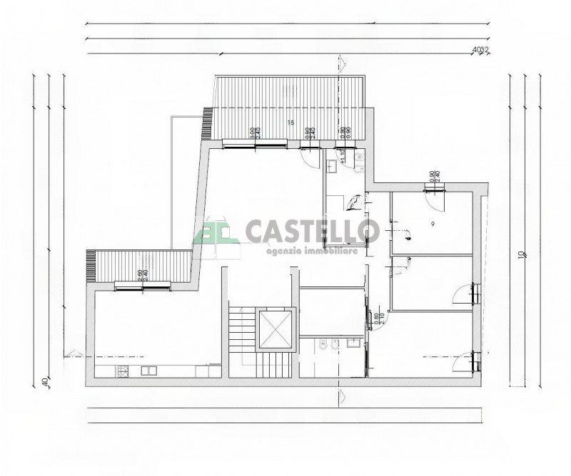 Campodarsego Centro importante attico di ~130mq netti interni con ampia zona giorno di 60mq, 3 ca...