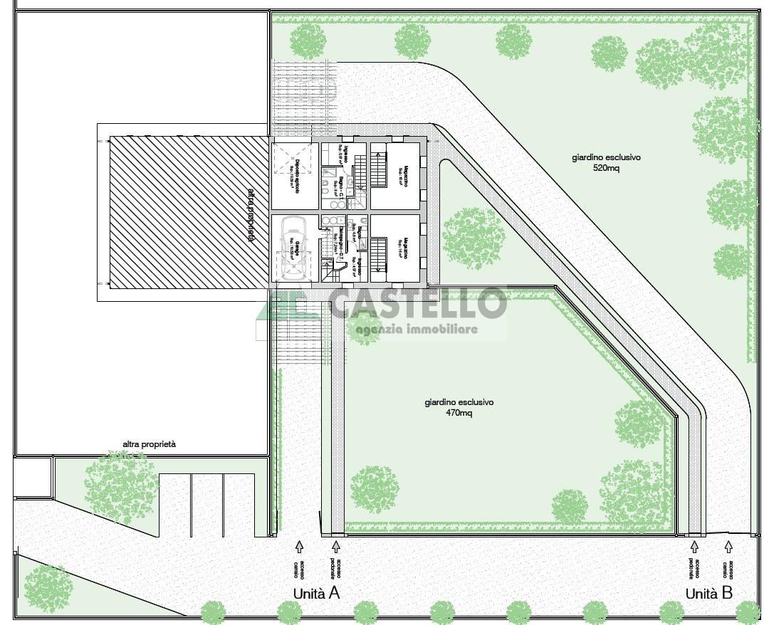 Campodarsego trifamiliari di ampia metratura con giardino sino a 520mq.