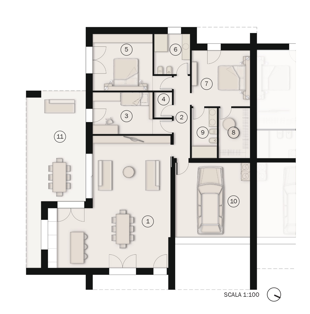 Esclusiva bifamiliare su unico livello ai piedi dei Colli Euganei