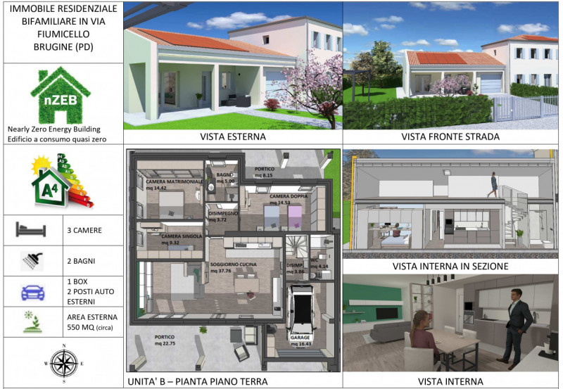 BRUGINE - Porzione di BIFAMILIARE sviluppata interamente al piano terra con spazio esterno di 550...