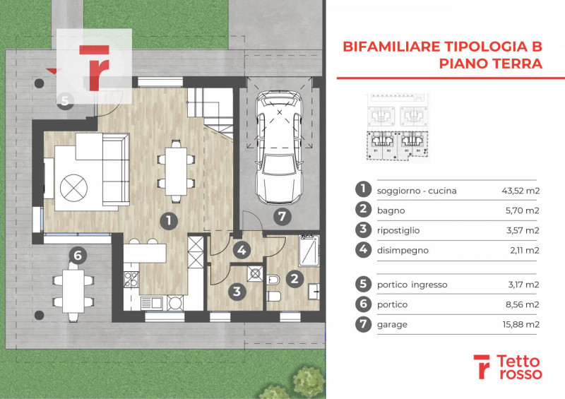 Vicinanze Guizza nuova porzione di bifamiliare con giardino di 360 mq disposto su tre livelli.

L...