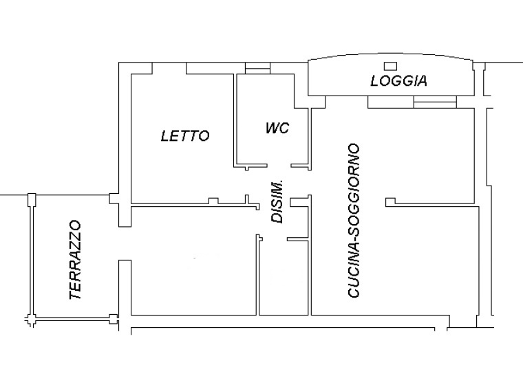 COMPOSIZIONE:
Appartamento al piano primo composto da salotto con angolo cottura, due camere da l...