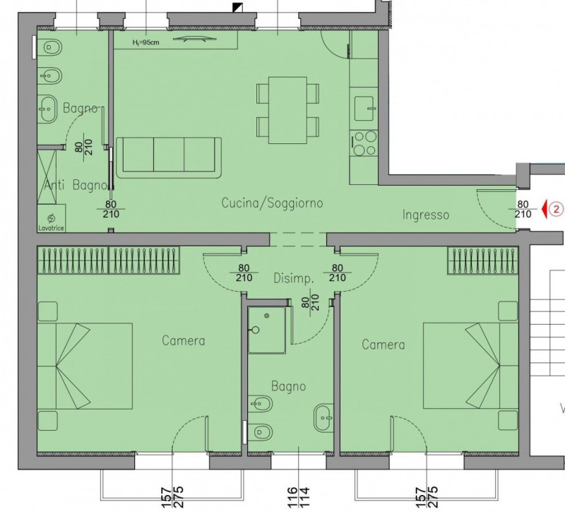 In strada interna non trafficata, ma comoda ai servizi e vicino al centro, proponiamo 1 appartame...