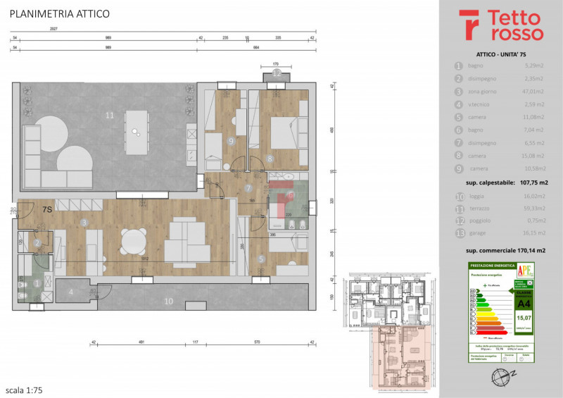 Se stai cercando un attico moderno con una grande terrazza vivibile, questa è una soluzione davve...