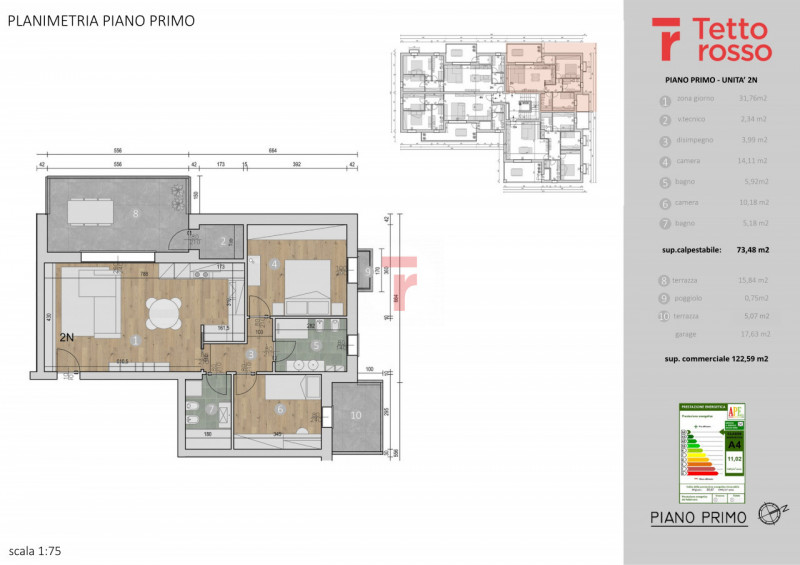 In un contesto residenziale tranquillo e di recente costruzione, proponiamo un elegante trilocale...
