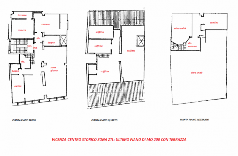 VICENZA-CENTRO STORICO ZONA ZTL: ULTIMO PIANO DI MQ 200 CON STREPITOSA VISTA SUL FIUME. CODICE 45...