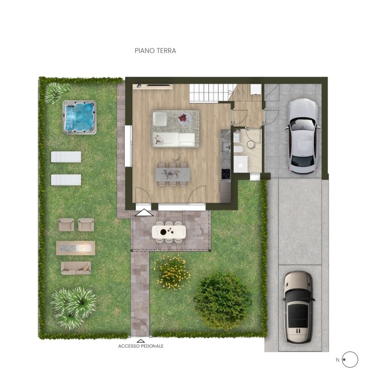Scopri la tua nuova casa: una raffinata villa bifamiliare di 140 mq, situata nel verde e nella tr...