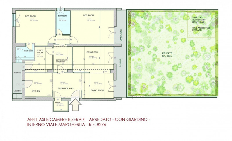 VICENZA, IN POSIZIONE ADIACENTE AL CENTRO STORICO: AFFITTASI BICAMERE BISERVIZI + STUDIO CON GIAR...