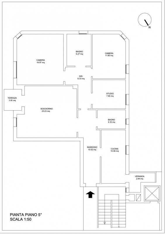 l'Agenzia TREVISO CASA propone in vendita Appartamento al piano 5°, con  2 camere da letto ed uno...