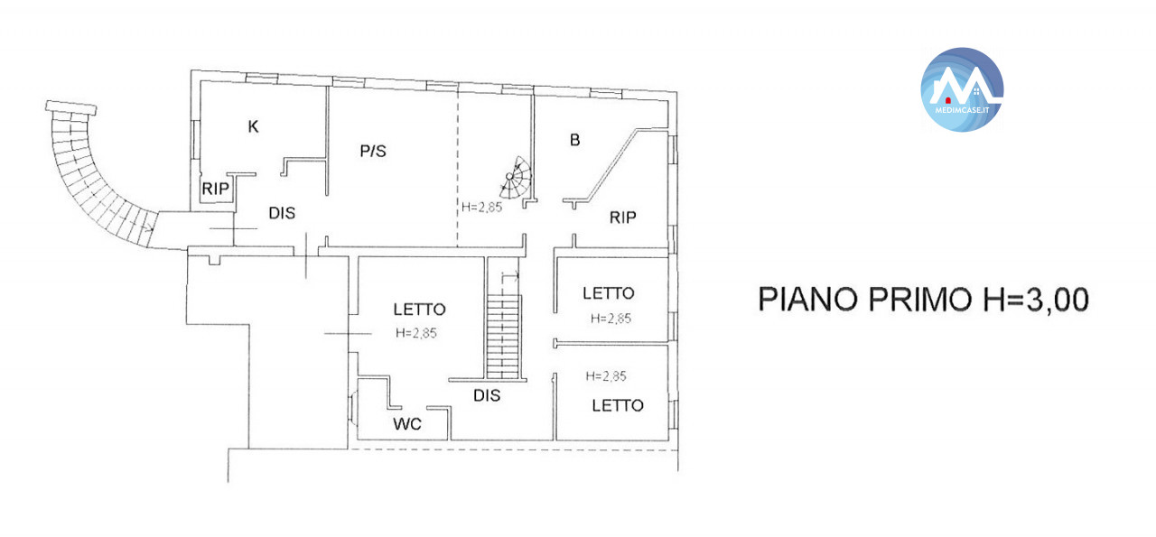 Ampio quadrilocale al primo piano con garage, terrazza e mansarda