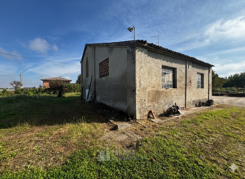 Tipica casa di campagna con ex stalla/fienile e magazzino su un'area di cortile e giardino di cir...