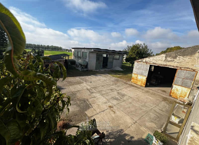 Tipica casa di campagna con ex stalla/fienile e magazzino su un'area di cortile e giardino di cir...