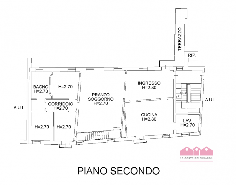 BORGO BERGA: ULTIMO PIANO, INGRESSO, SOGGIORNO, CUCINA CON CAMINO, TRE CAMERE, DUE BAGNI, SOPPALC...