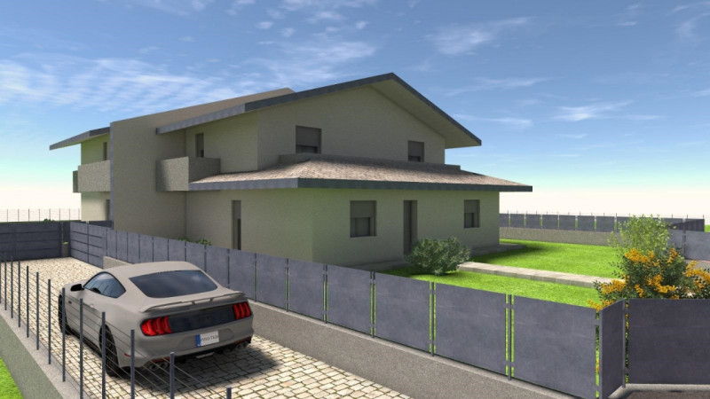 COMPOSIZIONE:
Trifamiliare di nuova costruzione, sviluppata su due livelli: ampia zona giorno con...