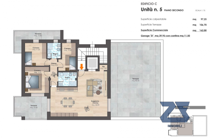 Proponiamo in vendita questo luminoso e spazioso attico distribuito su mq.100 in zona residenzial...