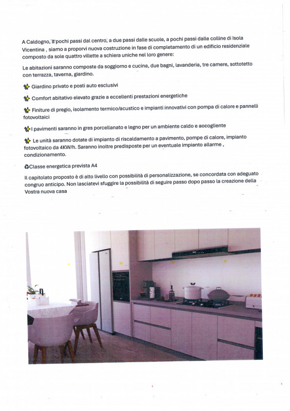 CALDOGNO, VICINANZE CENTRO, NUOVA PORZIONE DI VILLETTA A  SCHIERA CON INGRESSO SOGGIORNO-CUCINA 3...