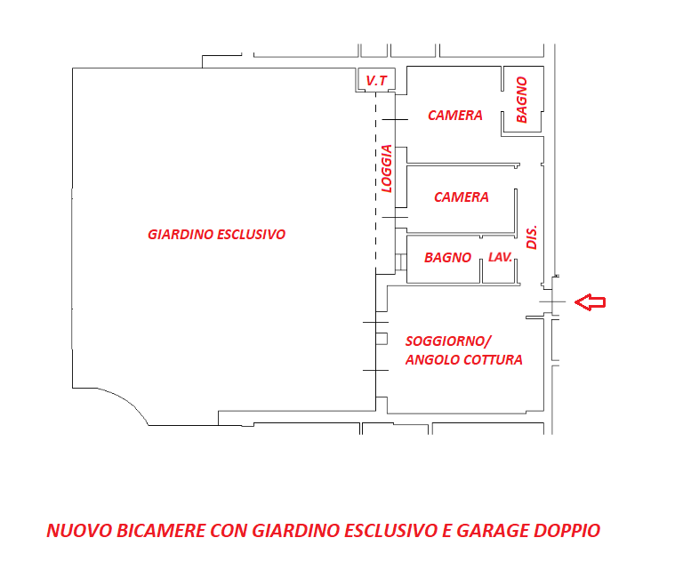 NUOVO APPARTAMENTO  BICAMERE CON GIARDINO ESCLUSIVO DI MQ.150 E GARAGE DOPPIO. EURO 285.000 + ARR...