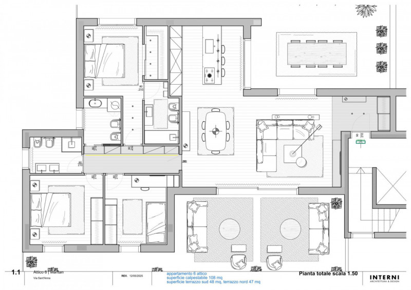 Bellissimo attico con due splendide terrazze in un contesto residenziale tranquillo e allo stesso...