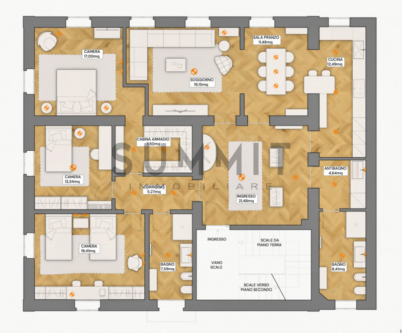SCHIO - Quartiere A. Rossi: stupendo appartamento TRICAMERE di mq. 195 da ristrutturare, sviluppa...