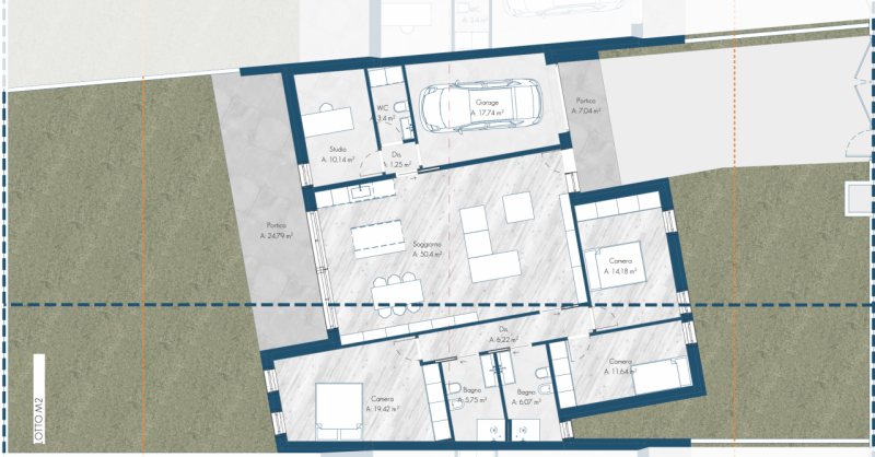 Splendida porzione centrale di villa trifamiliare di nuova costruzione, distribuita interamente s...