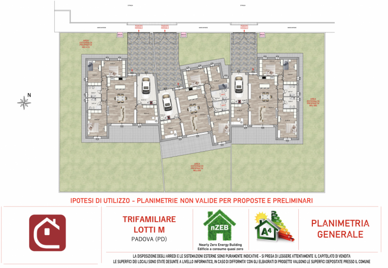 Splendida porzione centrale di villa trifamiliare di nuova costruzione, distribuita interamente s...