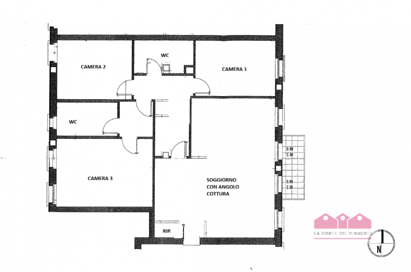 SOAVE: TRICAMERE COMPOSTO DA SOGGIORNO CON ANGOLO COTTURA, TERRAZZA, DUE BAGNI, TRE CAMERE. RIF. ...