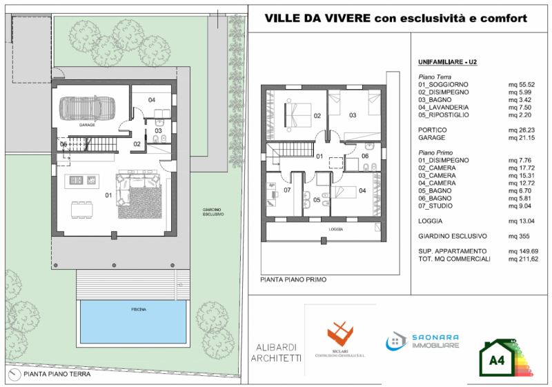 SAONARA: eleganti e confortevoli ville singole su due livelli realizzate con le più avanzate tecn...